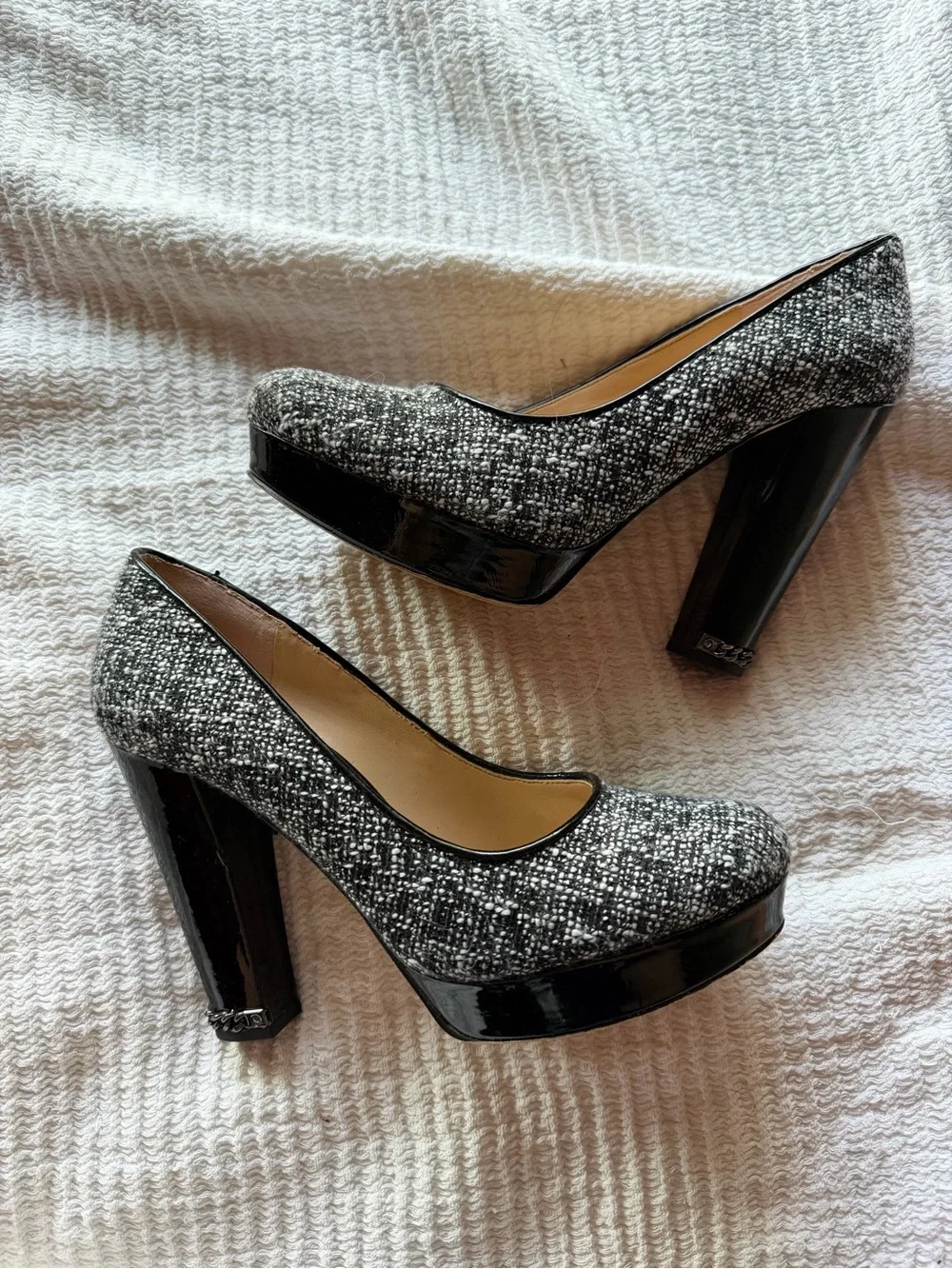 Michael Kors Sabrina Black and White Tweed Platform Pumps